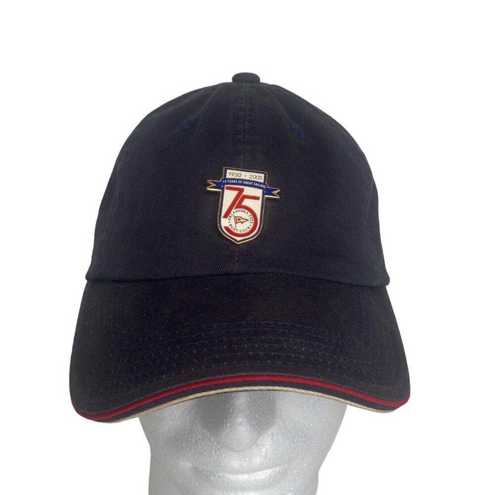 Oklahoma City Boat Club Navy Blue Hat Cap 75th Anniversary 1930-2005 OCBC Pin